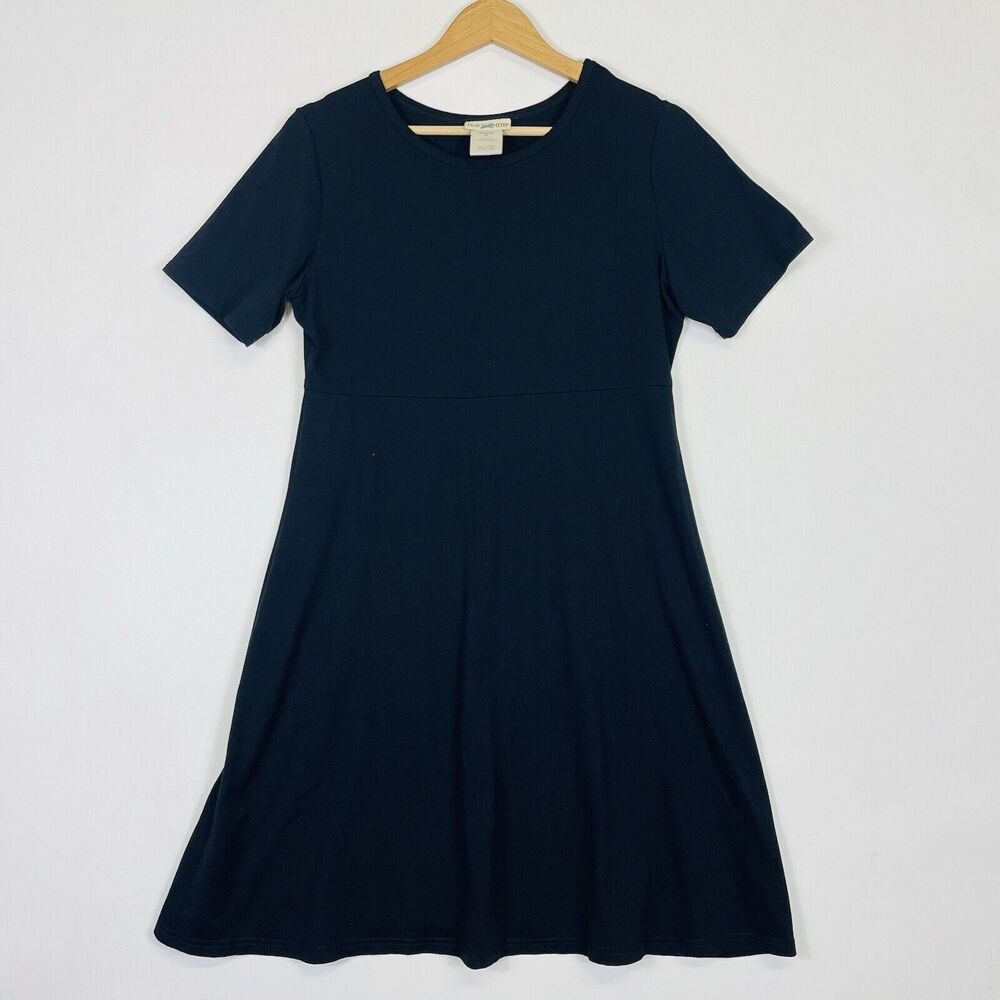 TravelSmith Dress Womens Small Petite Black Short Sleeve Stretch Travel Capsule